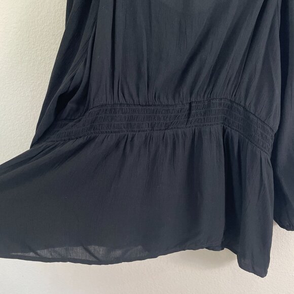 Old Navy Womens Plus 3X Black Peasant Blouse Button Up Square Neck Shirt Top - Picture 9 of 9